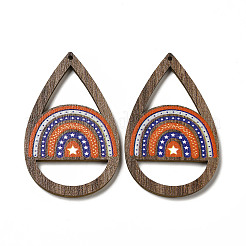 Односторонние подвески из осины с принтом на тему американского флага&nbsp;WOOD-G014-01B