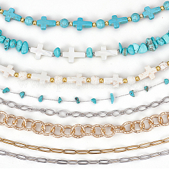 8 шт. 8 стиля: синтетический бирюзовый крест&nbsp;HJEW-SC0002-39