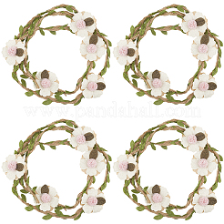 4 шт. полиэстеровые и льняные ленты для соломенной шляпы с цветком из ротанга&nbsp;AJEW-CN0004-40A