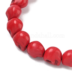 Окрашенный синтетический бирюзовый браслет из бисера с черепом для Хэллоуина&nbsp;BJEW-PH01564