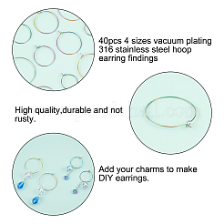 40 шт. 4 цвета вакуумное покрытие pvd хирургическая нержавеющая сталь 316l фурнитура для сережек-колец STAS-PH0001-60M