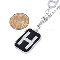 304 нержавеющая сталь черная эмаль h прямоугольный кулон витая цепочка ожерелья для женщин NJEW-M078-01P
