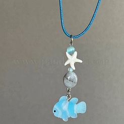 Летние пляжные рыбки и морские звезды пластиковые подвески вощеный шнур ожерелья для женщин и мужчин FS-WG10C1B-01