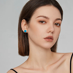 12 шт. 2 цвета 925 плоские серьги-гвоздики из стерлингового серебра&nbsp;STER-DC0001-62A