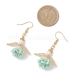 Серьги-подвески в форме ангела из искусственного жемчуга EJEW-JE06729