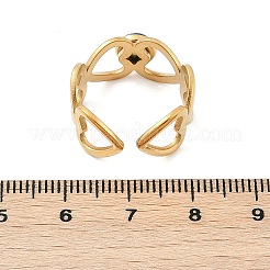 Полое сердце из нержавеющей стали 304 открытые манжетные кольца&nbsp;RJEW-Z078-16G