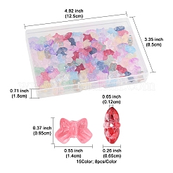 120 шт. 15-цветные прозрачные стеклянные бусины-спрей&nbsp;GLAA-FS0002-12B