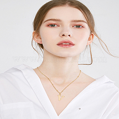 1 шт. латунная цепочка и ожерелье с подвеской в виде буквы из нержавеющей стали 304&nbsp;NJEW-LP0001-35V-G