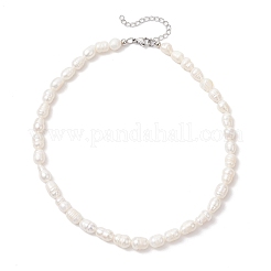 Ожерелья из натурального культивированного пресноводного жемчуга и рисовых бусин для женщин NJEW-JN05337-02