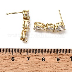 Серьги-гвоздики в форме капли с микропаве из прозрачных кубических цирконий из латуни EJEW-P322-09G