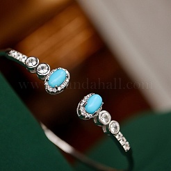 Браслеты-манжеты из синтетической бирюзы для женщин&nbsp;BJEW-C146-05