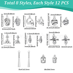 96 шт. 8 стиля подвески из цинкового сплава в тибетском стиле на бейсбольную тематику&nbsp;TIBEP-UN0001-27