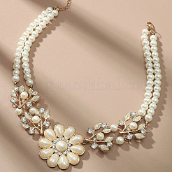 Сплав кристалл горный хрусталь цветок кулон круглый искусственный жемчуг двухслойные ожерелья для женщин FS-WG4730C-01