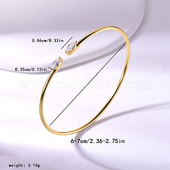 S925 серебряный открытый браслет-манжета для женщин минималистичные украшения из циркония золотистый тон PC3874