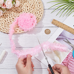 10 м двухслойная полиэстеровая эластичная кружевная отделка с цветочным узором&nbsp;OHAR-WR0001-02B