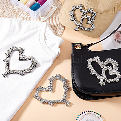 4 шт. 2 стиля аппликации в виде сердечек из стеклянных стразов и бусин&nbsp;PATC-GA0001-47