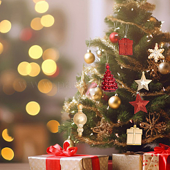 30 шт. 10 стильных пластиковых подвесных украшения на рождественскую тематику AJEW-GL0001-68