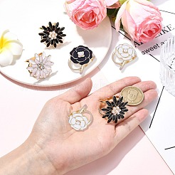 8 шт. 4 стиля гвоздика и маргаритка золотистый сплав эмалированное кольцо пряжка для шарфа&nbsp;AJEW-CJ0001-33