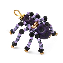 Подвески из окрашенной синтетической бирюзы и стеклянных бусин на тему Хэллоуина&nbsp;PALLOY-MZ00774-06