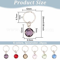 24шт 6 цвета латунные стеклянные дреды бусины OHAR-AB00011