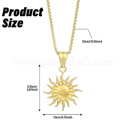 304 нержавеющая сталь солнце подвеска коробка цепи ожерелья для женщин мужчин&nbsp;NJEW-YW00002-01