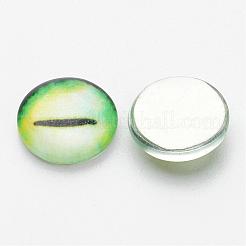 Полукруглые / купольные стеклянные кабошоны с драконьим глазом&nbsp;GGLA-A002-12mm-AB08