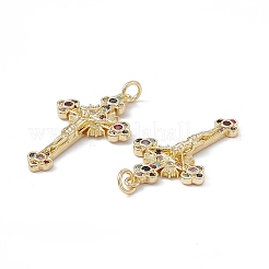 Латунные разноцветные подвески из кубического циркония KK-E068-VA020-2