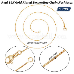 6 шт. цепочка-змеевик из латуни с покрытием для женщин&nbsp;NJEW-BBC0001-20C
