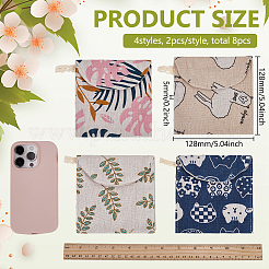 8 шт. 4 стиля тканевых мешочков для хранения гигиенических прокладок с принтом&nbsp;AJEW-FG0004-66