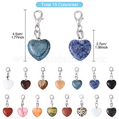 15 шт. подвеска в форме сердца из натуральных и синтетических камней&nbsp;HJEW-YW00170