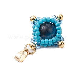 Подвески в виде звезд из натурального тигрового глаза (окрашенного и нагретого) и стеклянных бусин ручной работы PALLOY-MZ00494