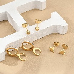 Комплекты серег из нержавеющей стали 304 с луной EJEW-Z098-22G