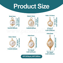 24 шт. 6 подвески из искусственного жемчуга из АБС-пластика в обертке из проволоки&nbsp;KK-SW0001-07