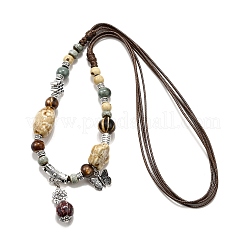 Этнический стиль сплав и фарфор керамические бусины подвеска кисточка и ожерелья&nbsp;LS-NJEW-D308-03B