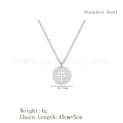 Модные плоские круглые ожерелья с подвеской в виде лотарингского креста из нержавеющей стали 304 для ежедневного ношения у женщин. FH2746