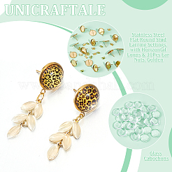 30 шт. плоские круглые серьги-гвоздики из нержавеющей стали 304 STAS-UN0053-09