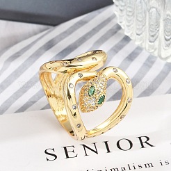 Кольца-манжеты из латуни с микропаве из прозрачного кубического циркония для женщин и мужчин RJEW-Z080-03G