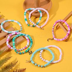 Наборы браслетов из полимерной глины бусины хейши стрейч BJEW-SZ0001-51