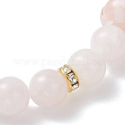 Эластичные браслеты для женщин из натурального мадагаскарского розового кварца и бусин&nbsp;BJEW-JB13317-02