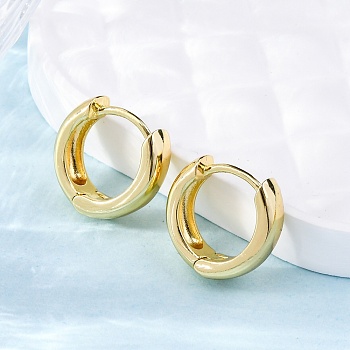 Латунные английском замке Серьги-кольца, долговечный, кольцо, реальный 18k позолоченный, 16x5 мм, штифты : 0.8 мм