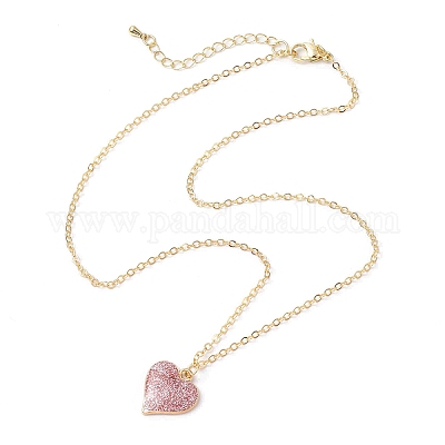 Ожерелья с подвеской в форме сердца из индийской красной эмали и блестящей пудрой для женщин NJEW-JN05002-1