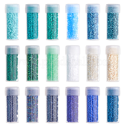 18 цвет стеклянные цилиндрические бусины синего и зеленого цвета SEED-DC0001-17-1