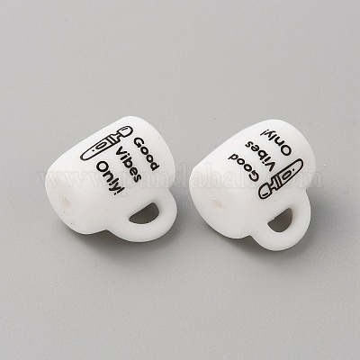 Чашка со словом ggood vibes только силиконовые бусины SIL-WH0006-18B-1