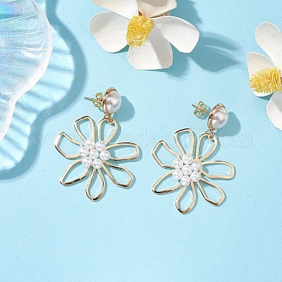 Женские серьги из латуни со стеклом EJEW-JE05902-1