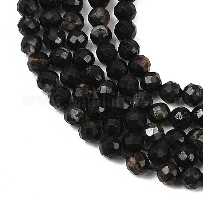 Натуральный черный турмалин бисер нитей&nbsp;X-G-D320-A04-3mm-02-1