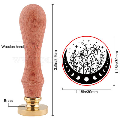 Латунная восковая печать штамп с ручкой AJEW-WH0184-0535-1