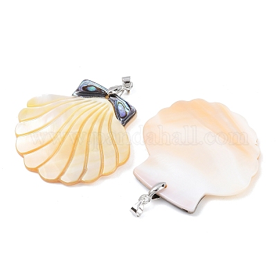 Подвески из натуральной ракушки пауа и желтой ракушки KK-C135-10C-1