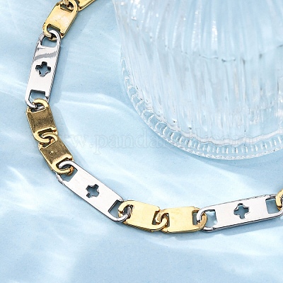 201 браслет из нержавеющей стали с овальными звеньями BJEW-B078-147GP-1