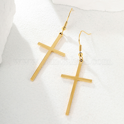 Классические минималистичные серьги-крестики из нержавеющей стали 201 SK8644-1