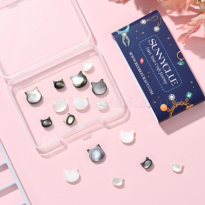 16 шт. 4 вида бусин из натуральных белых ракушек и черных ракушек-губ SSHEL-SC0001-35-1